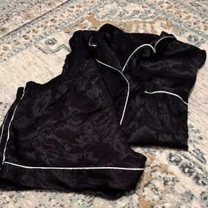 Victoria's Secret Black Satin Pajama set- L